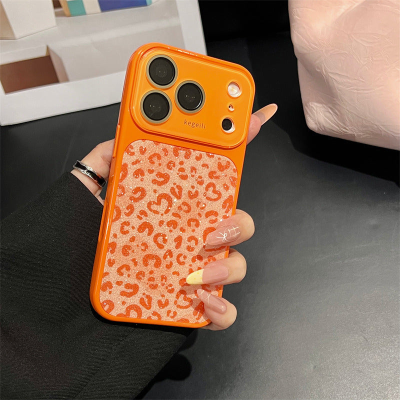 Classic leopard print large window Apple phone case