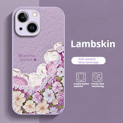 Oil painting floral full-coverage leather Apple phone case