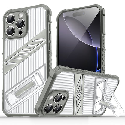 Transparent striped back panel invisible stand Apple phone case