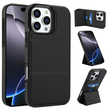Tri-fold stand with card slot leather Apple phone case