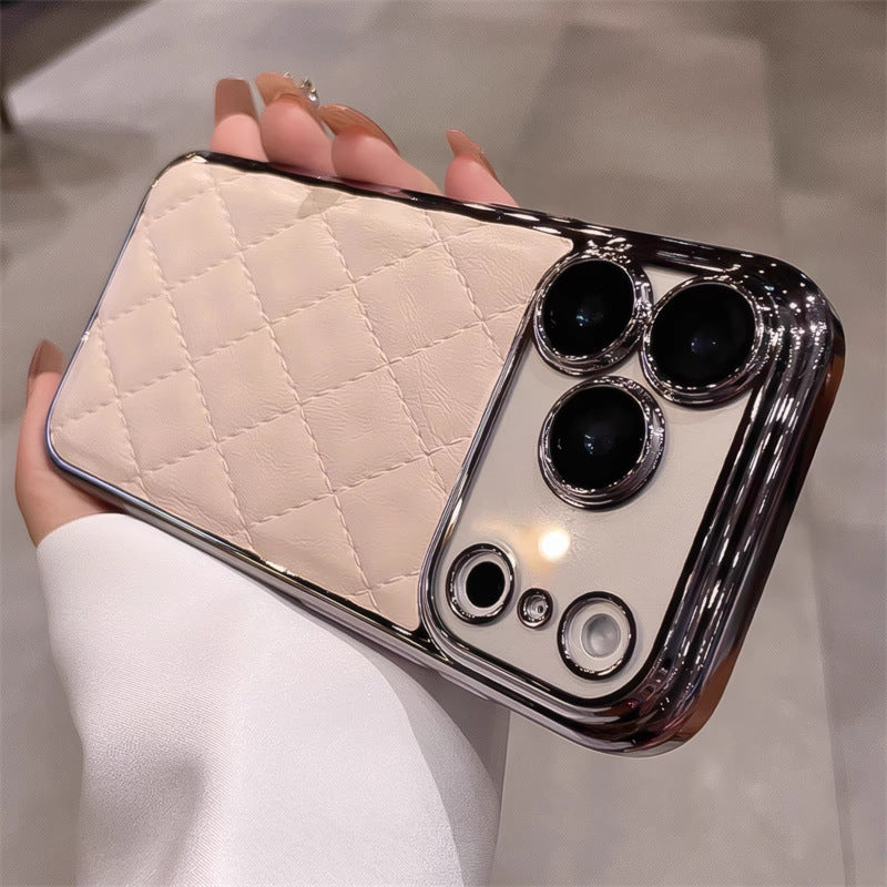 Electroplated leather Chanel-style iPhone case