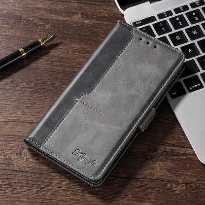 Color-blocked leather flip case with card slot Samsung phone cases