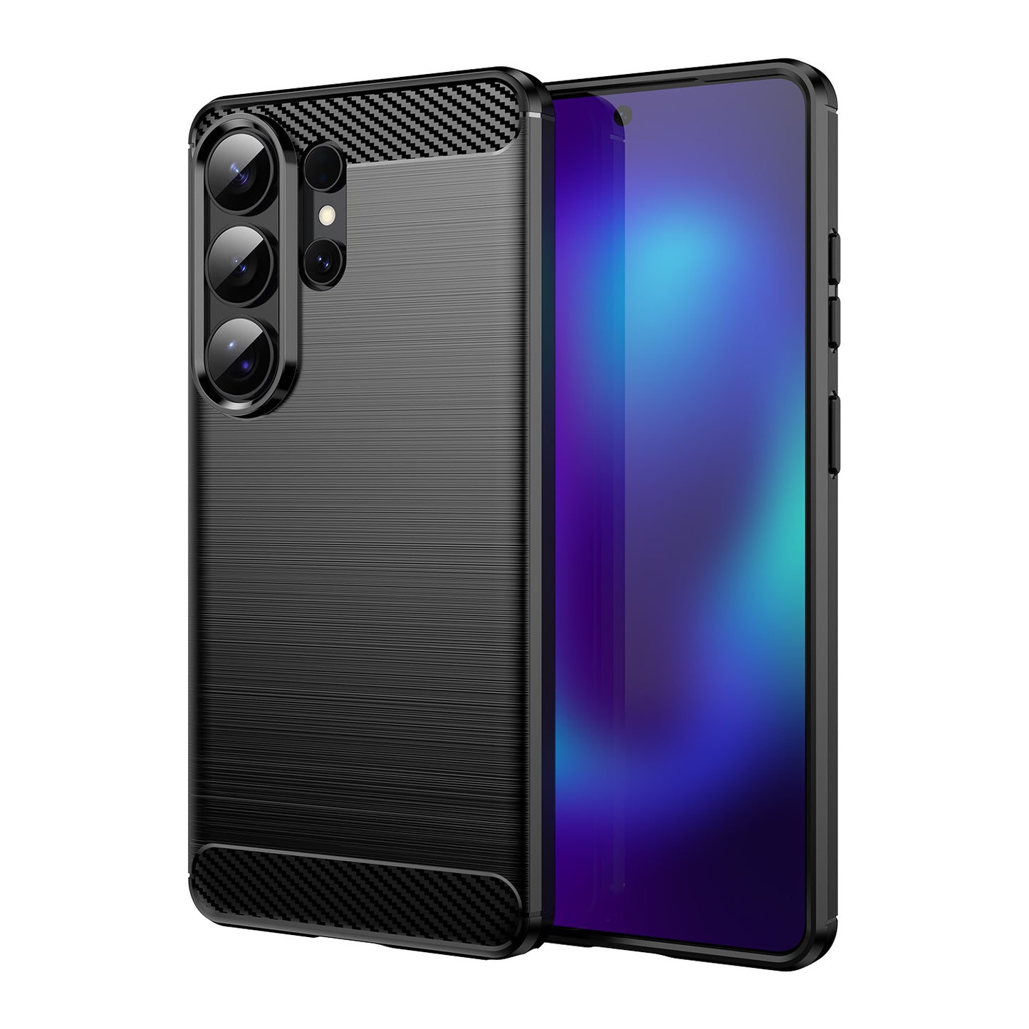 Full-coverage shockproof brushed carbon fiber Samsung phone case