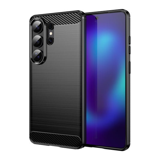 Full-coverage shockproof brushed carbon fiber Samsung phone case