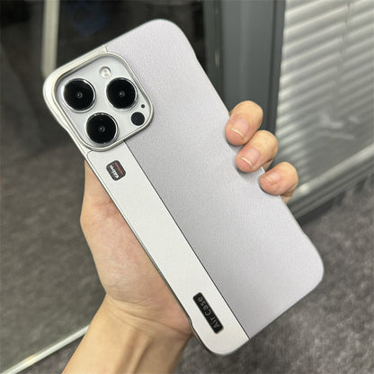 Plain leather electroplating PC half-covered Apple phone case