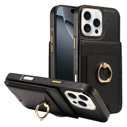 Ring holder leather case with card slot for Apple phone case