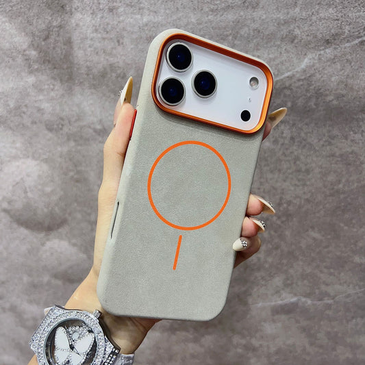 Elephant leather texture anti-drop magnetic Apple phone case