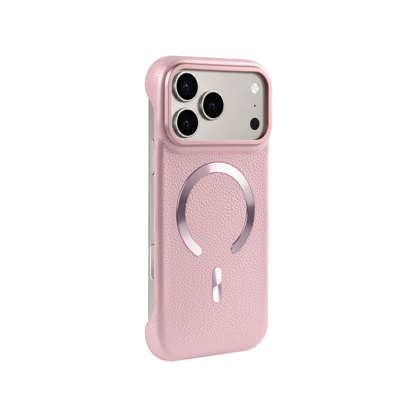 Solid-color, frameless litchi-grain leather iPhone case