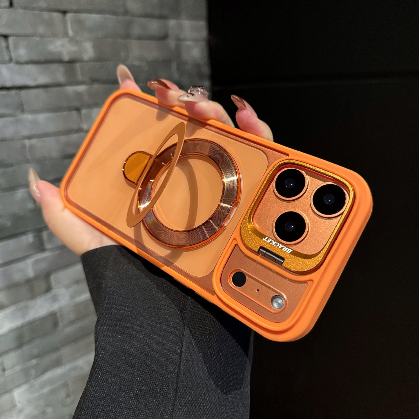 Magnetic Acrylic iPhone Case with Dual Lens Cover Brackets