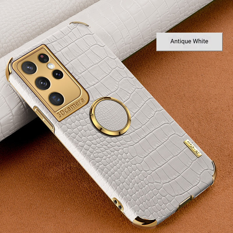 Electroplated crocodile-patterned magnetic Samsung phone case