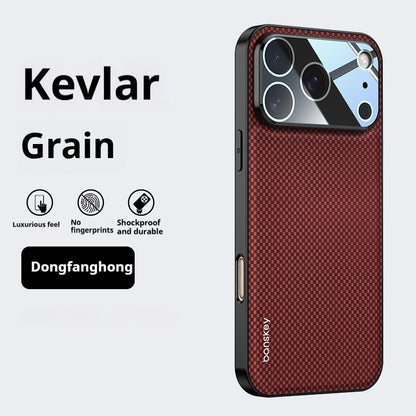 Kevlar carbon fiber pattern lens film anti-drop Apple phone case