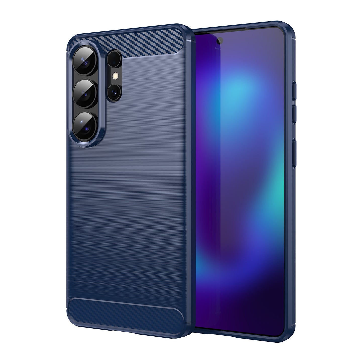 Full-coverage shockproof brushed carbon fiber Samsung phone case