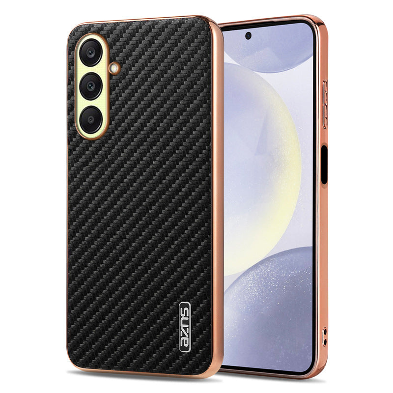 Electroplated carbon fiber textured Samsung phone case