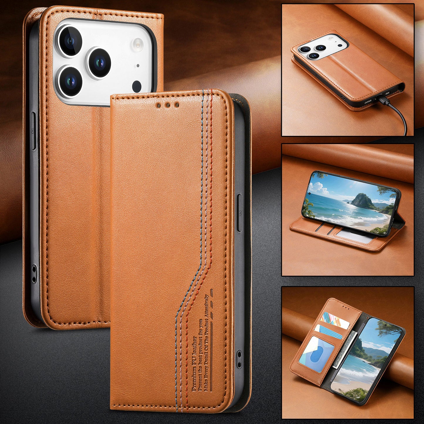 Business flip magnetic Apple phone case