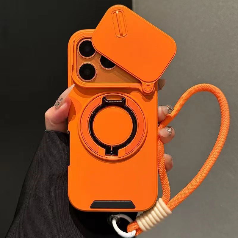Skin-feel lens cover holder magnetic Apple phone case
