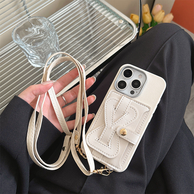 Crossbody strap button card holder Apple phone case