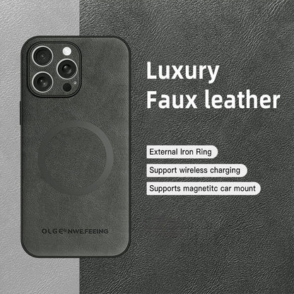 Skin-friendly cowhide textured magnetic Apple phone case