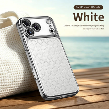Diamond-patterned vegan leather magnetic Apple phone case