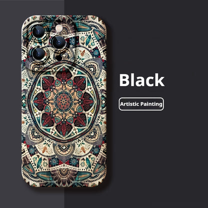 Ethnic Pattern Liquid Silicone Apple Phone Case
