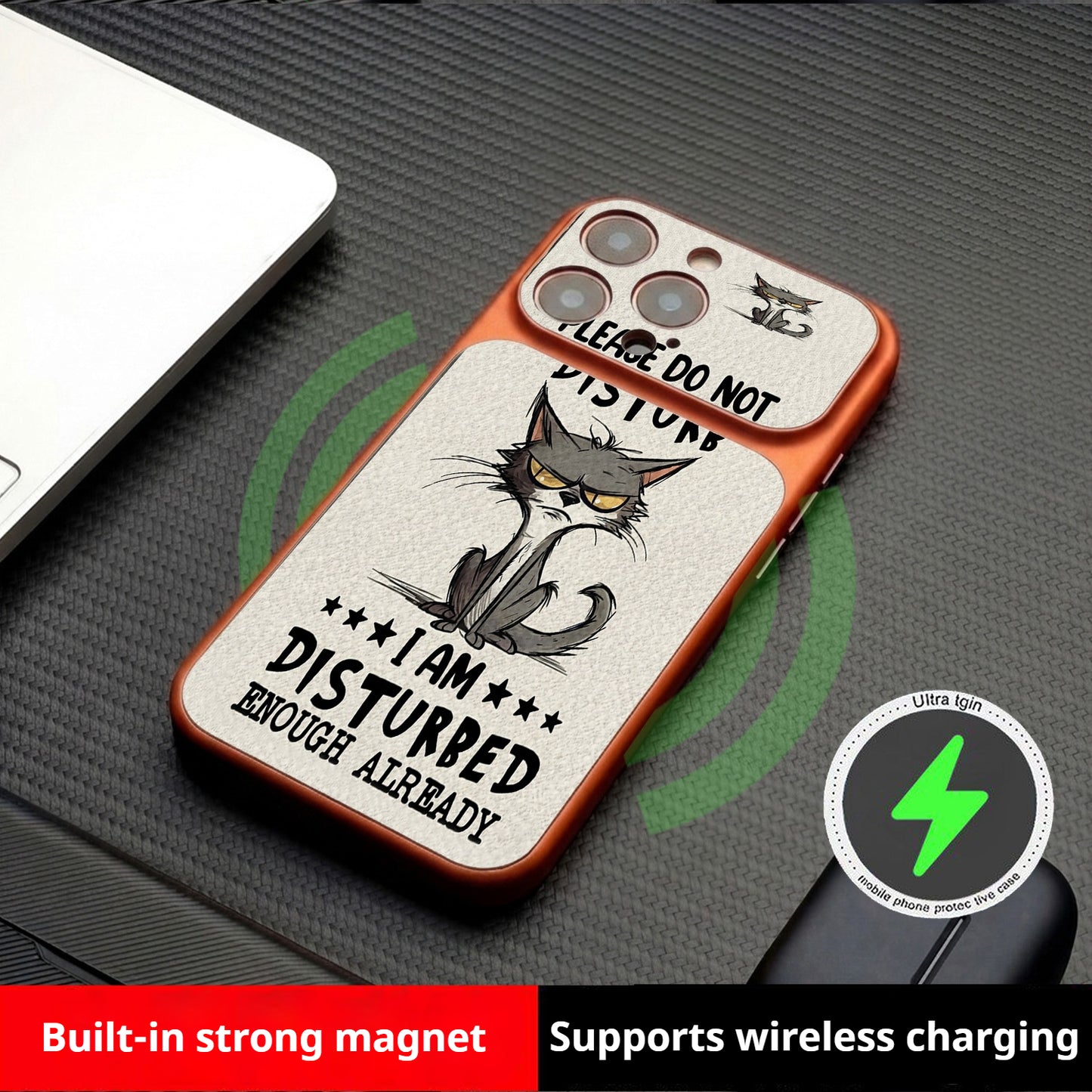 Cold-faced cat sticker magnetic Apple phone case
