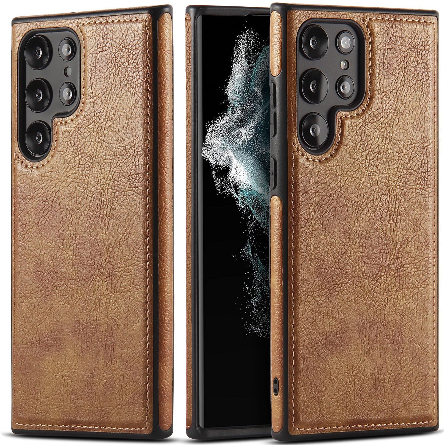 Samsung phone case with stitched leather texture