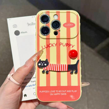 Striped cat-themed anti-drop iPhone case