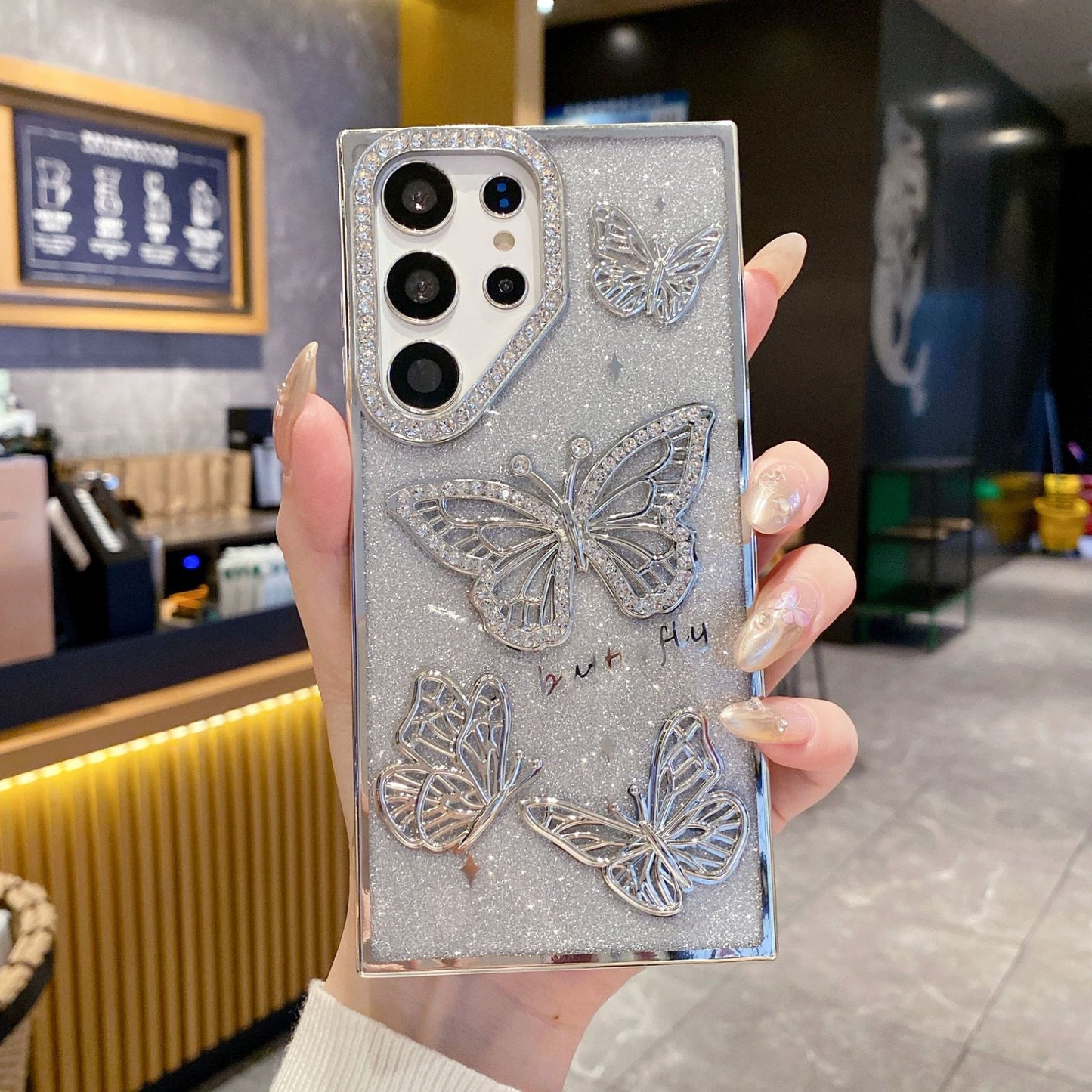 3D Glitter Rhinestone Butterfly Samsung Phone Case