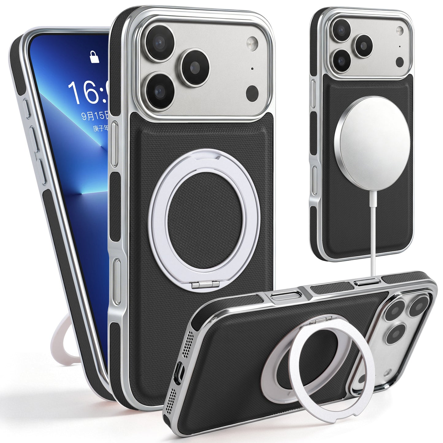 High-end magnetic leather stand Apple phone case