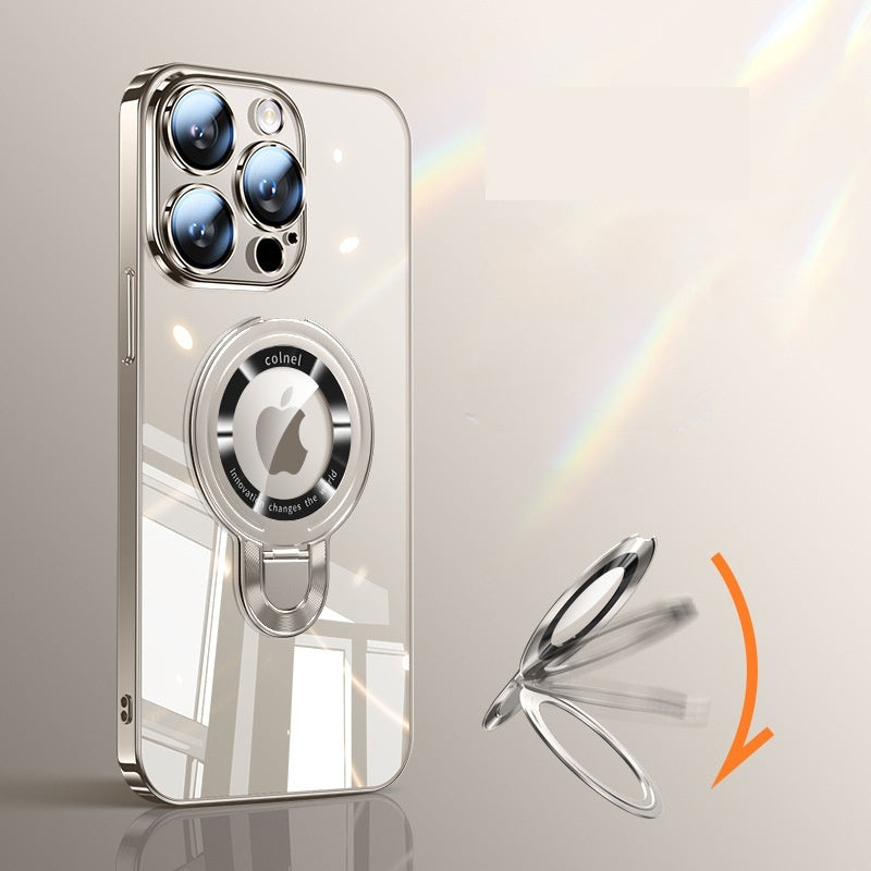 U shield electroplating PC magnetic bracket Apple mobile phone case