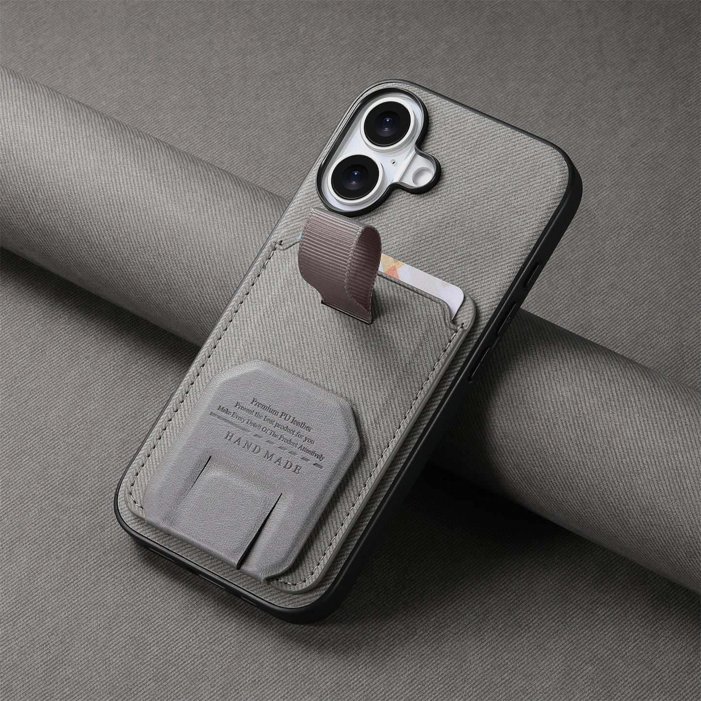 Minimalist solid-color shockproof iPhone case with kickstand