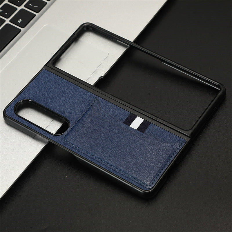 Litchi pattern card slot sticker Samsung Z Fold mobile phone case