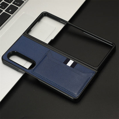 Litchi pattern card slot sticker Samsung Z Fold mobile phone case