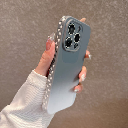 Skin-textured square gradient color Apple phone case