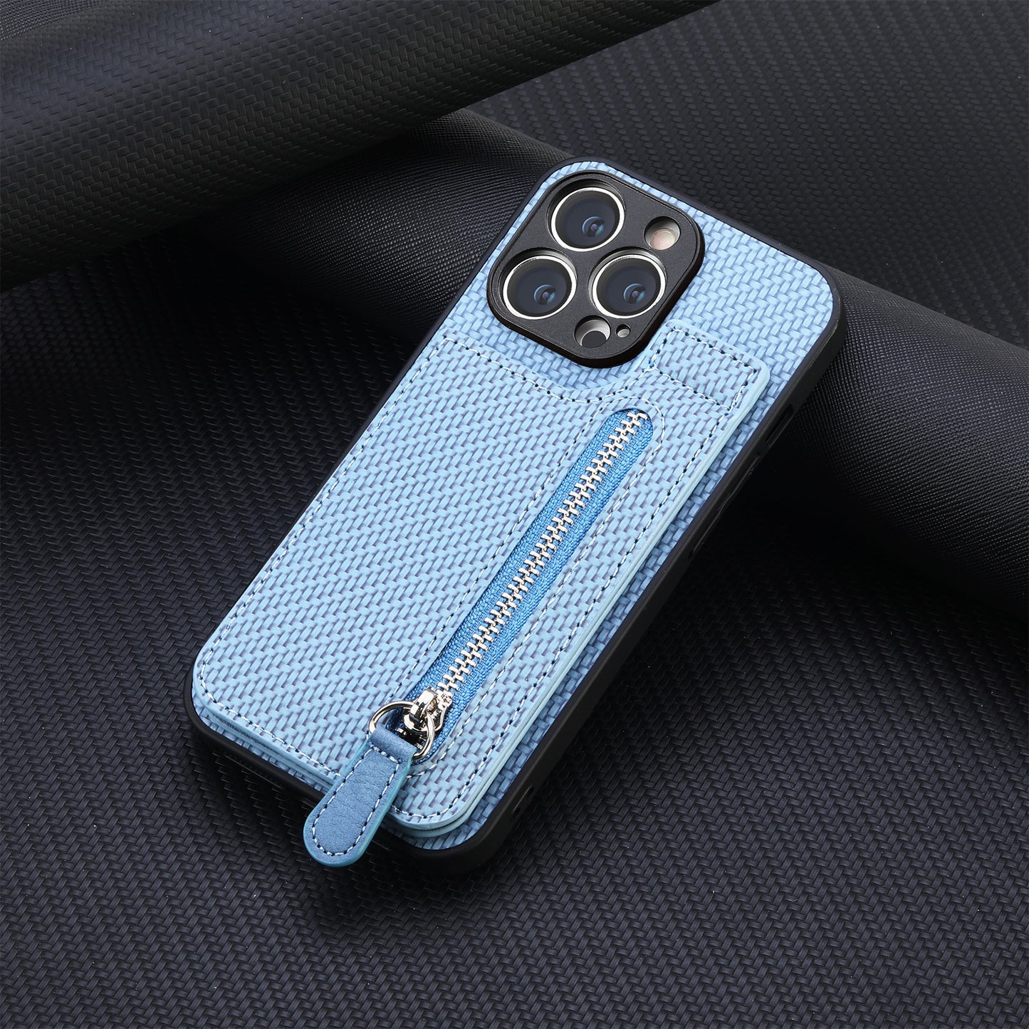 Wallet-style zippered case with stand for iPhone