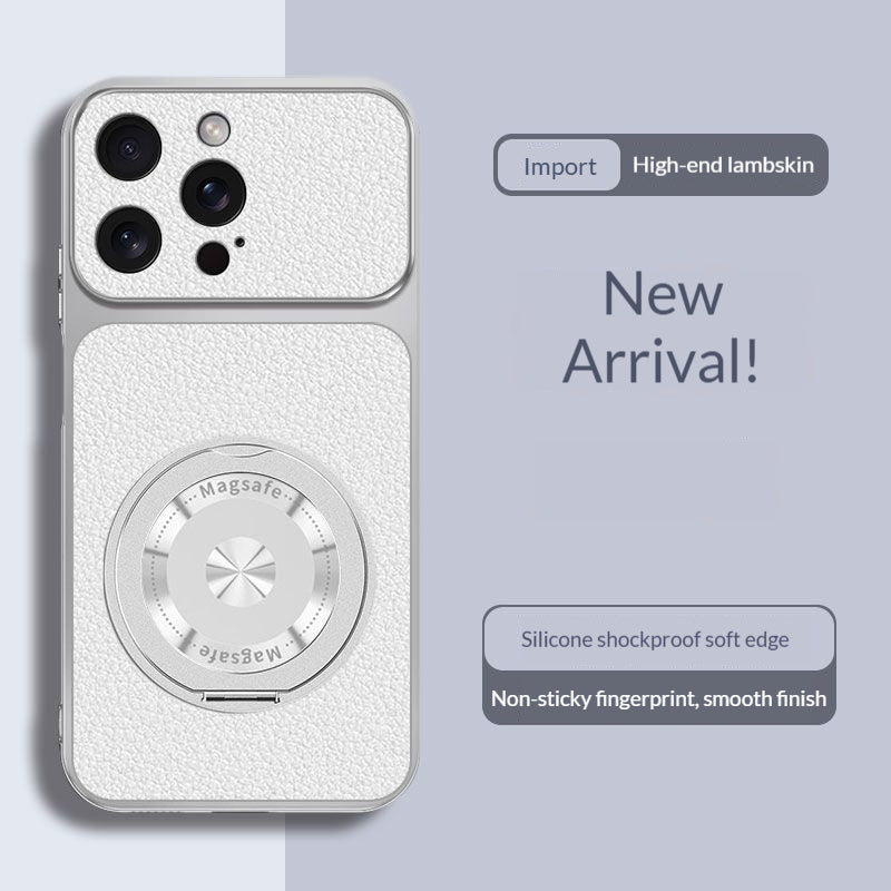 Skin-friendly lambskin magnetic stand Apple phone case