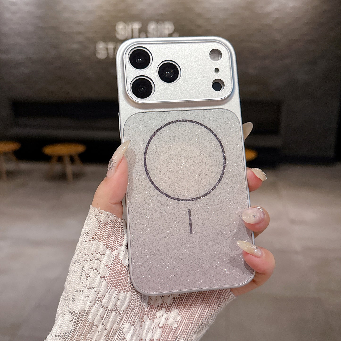 Gradient glitter starry sky magnetic Apple phone case