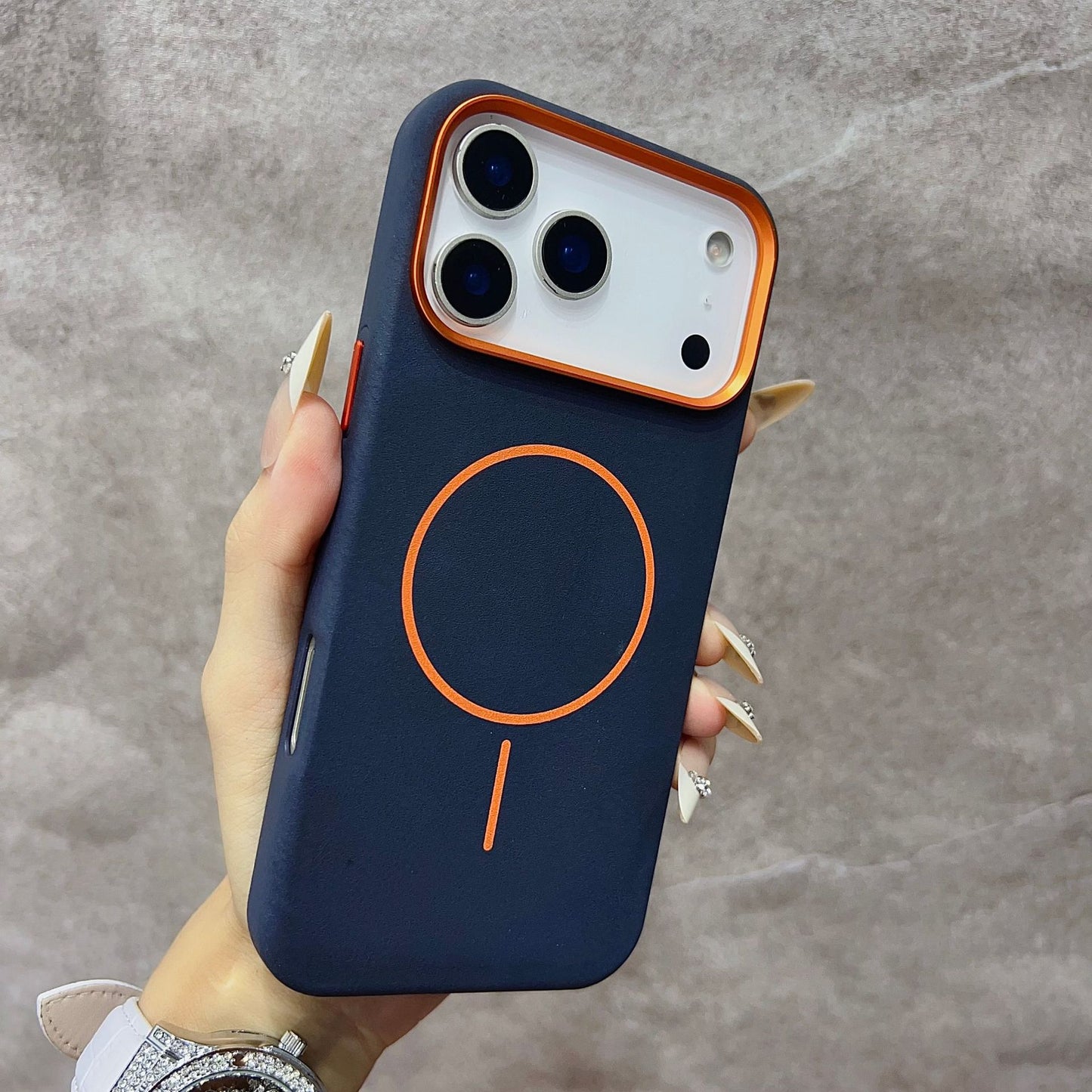 Elephant leather texture anti-drop magnetic Apple phone case