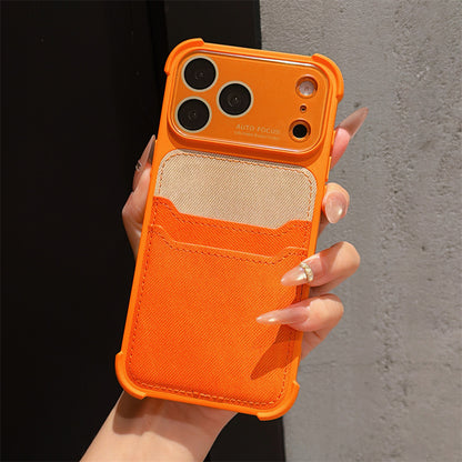 Leather SIM card slot four-corner anti-drop iPhone case