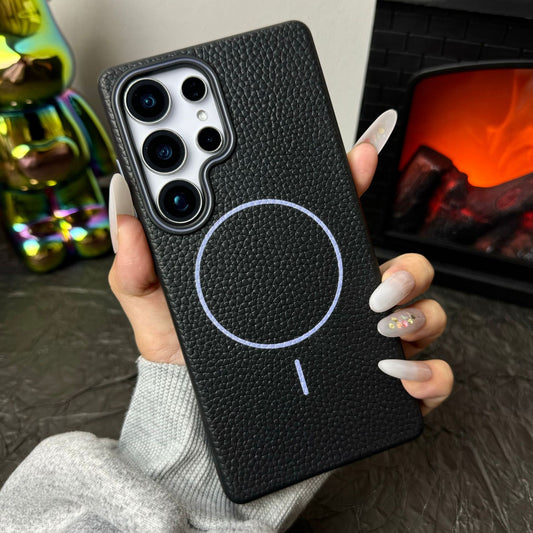 Litchi leather texture fine circle magnetic Samsung mobile phone case