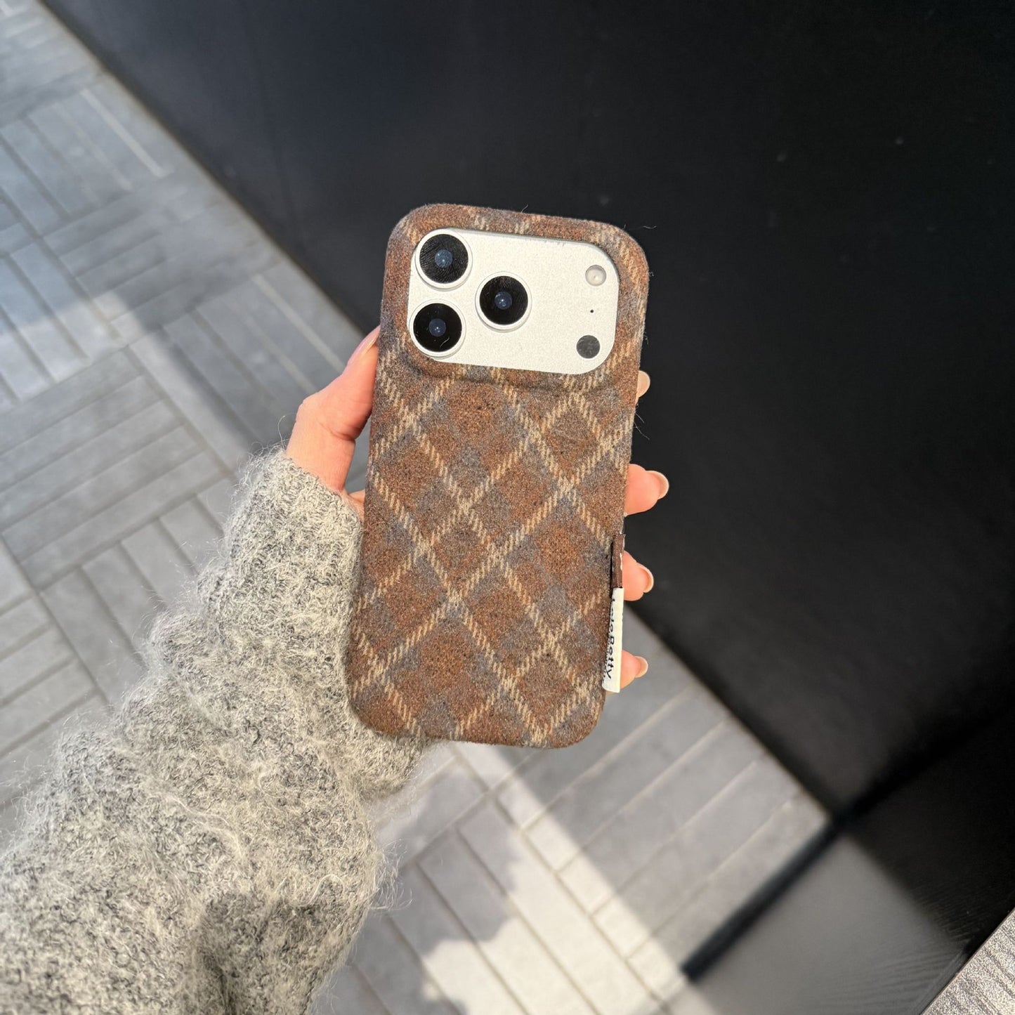 Vintage British-style velvet iPhone case
