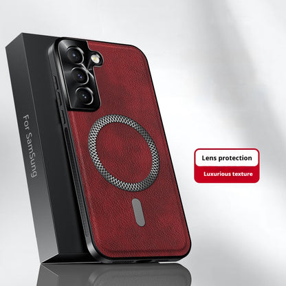 Solid color high-end leather Samsung mobile phone case