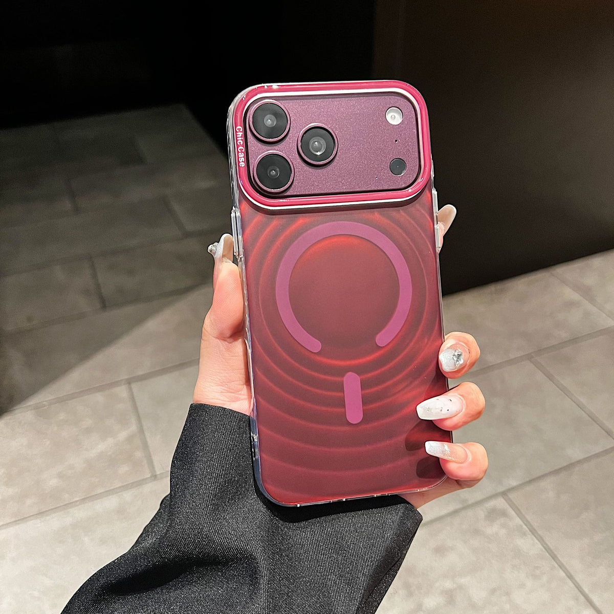 Magnetic Color-Changing iPhone Case with Wave Pattern