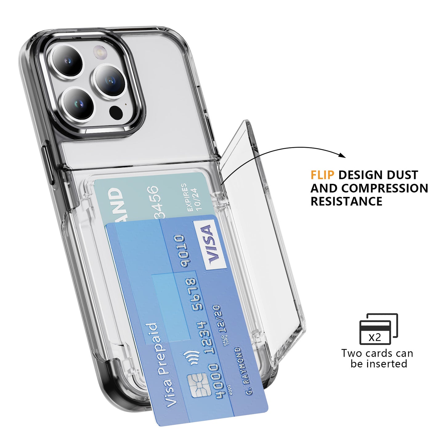 Flip Card Holder Transparent Apple Phone Case