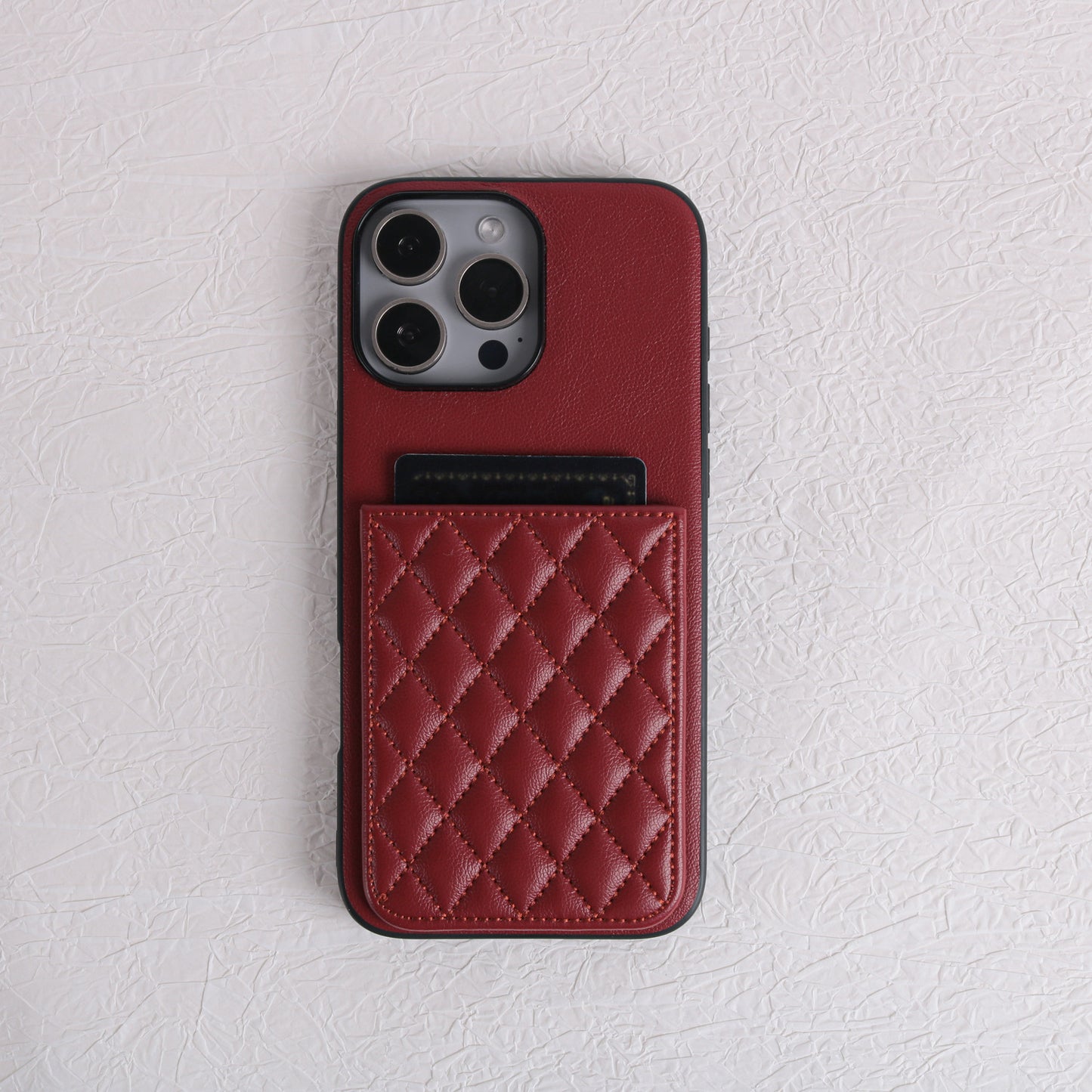 Minimalist Quilted-Style Lambskin-Texture iPhone Case
