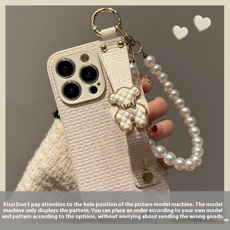 Chanel style braided leather bear apple phone case