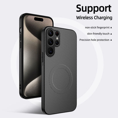 Carbon fiber textured magnetic Samsung phone case