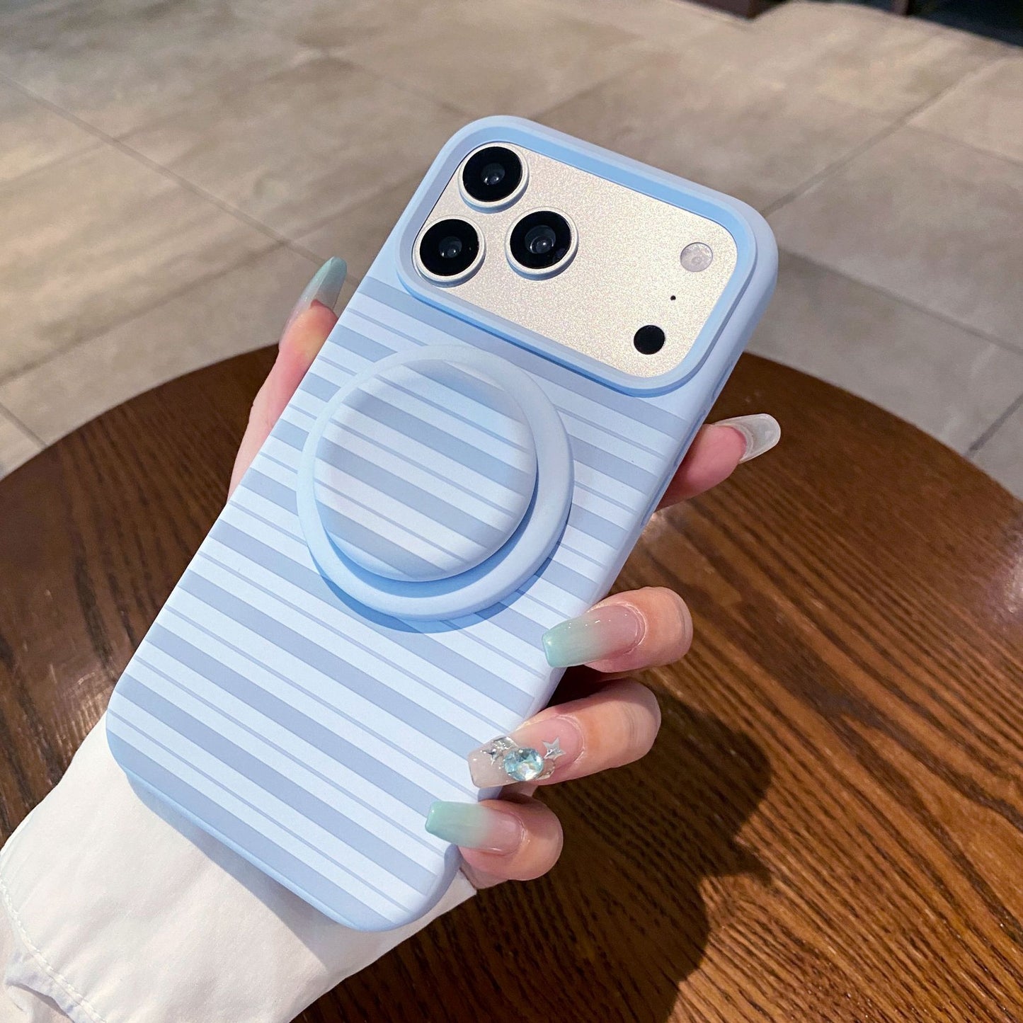 Stylish Striped Magnetic Silicone iPhone Case with Large Cutouts