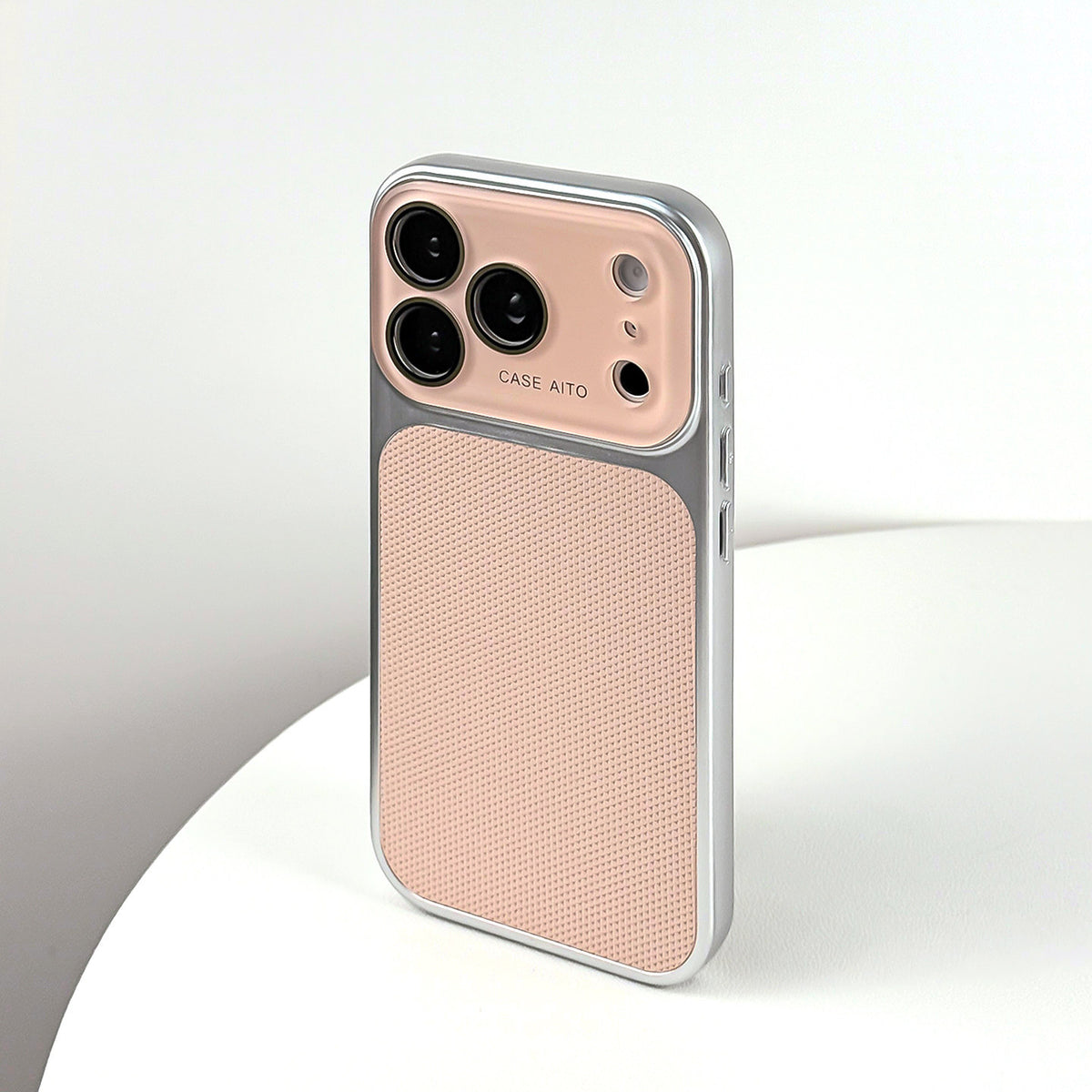 Waffle-pattern full-coverage iPhone case with large camera window cutout