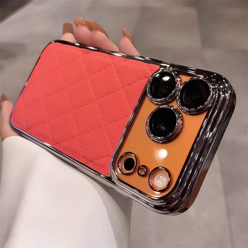 Electroplated leather Chanel-style iPhone case