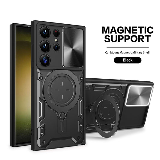 Sliding window anti-drop magnetic holder Samsung phone case
